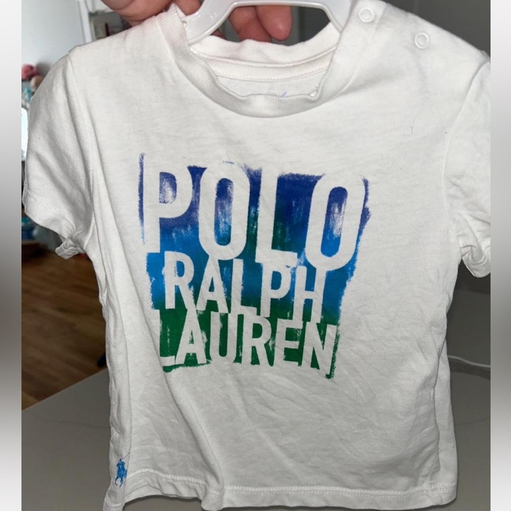 Ralph Lauren Kids White Tee with Blue and Green Graphic